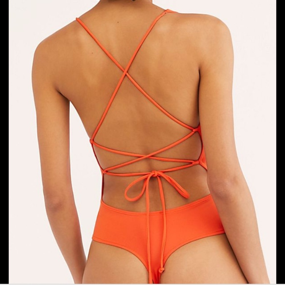 Orange free people bodysuit
